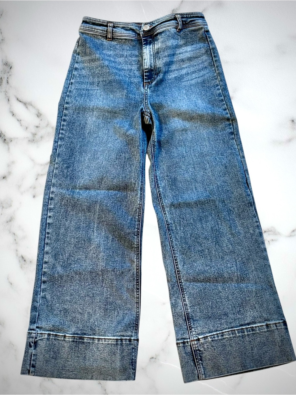 OAT New York Wide Leg Jeans Size 8/29 High Rise Trouser Hem Boho Coastal Prep